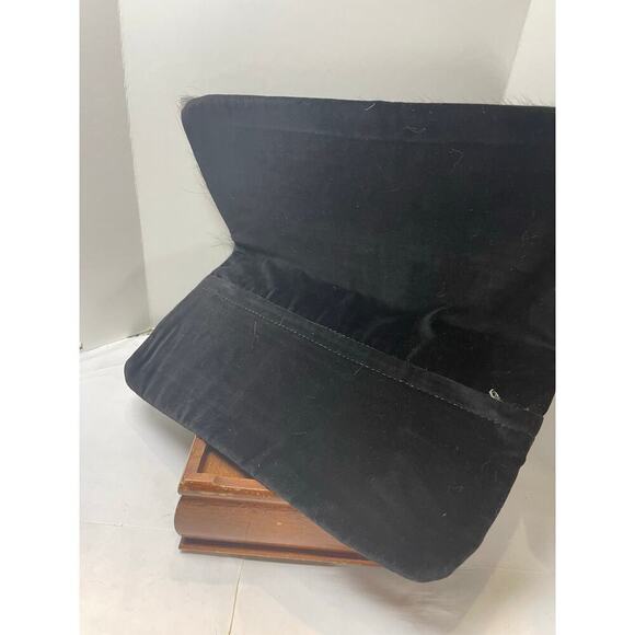 VTG GENUINE COWHIDE CLUTCH BAG FLAP BLACK WESTERN BOHEMIAN FRINGE RARE VERSATILE - Picture 15 of 16